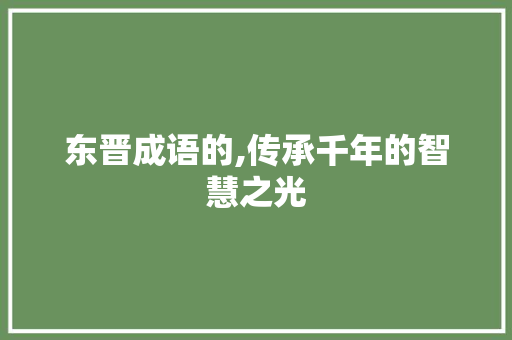 东晋成语的,传承千年的智慧之光