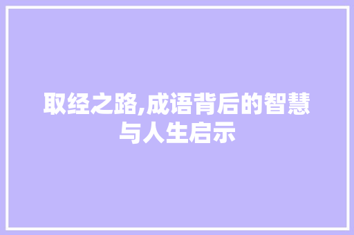 取经之路,成语背后的智慧与人生启示