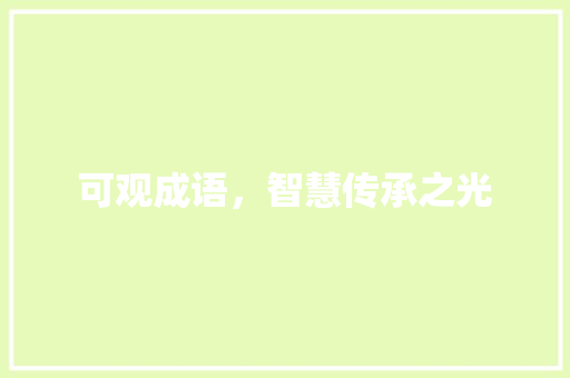 可观成语，智慧传承之光
