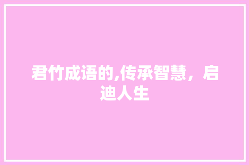 君竹成语的,传承智慧，启迪人生