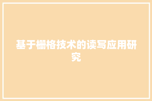 基于栅格技术的读写应用研究