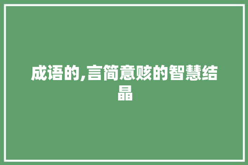 成语的,言简意赅的智慧结晶