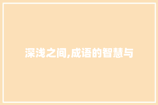 深浅之间,成语的智慧与