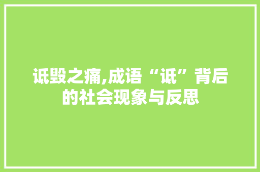 诋毁之痛,成语“诋”背后的社会现象与反思