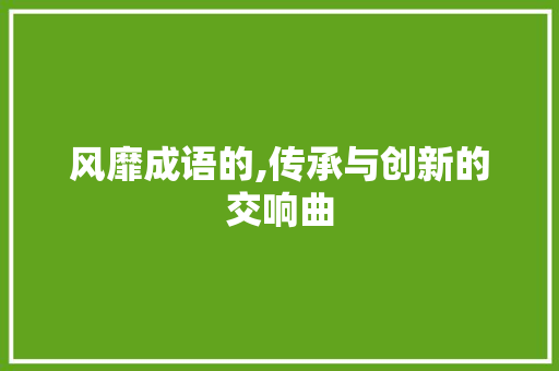 风靡成语的,传承与创新的交响曲