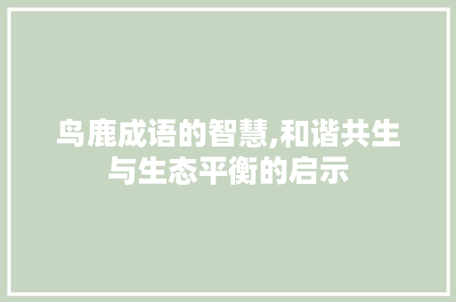 鸟鹿成语的智慧,和谐共生与生态平衡的启示