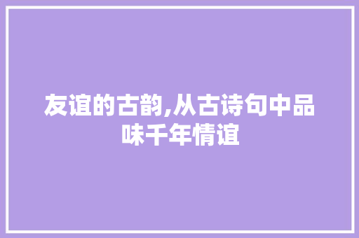 友谊的古韵,从古诗句中品味千年情谊
