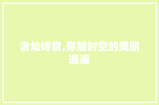含灿诗意,穿越时空的美丽邂逅