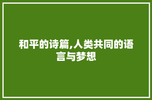和平的诗篇,人类共同的语言与梦想