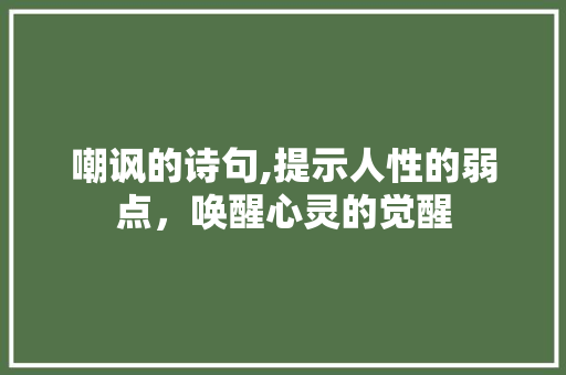 嘲讽的诗句,提示人性的弱点，唤醒心灵的觉醒
