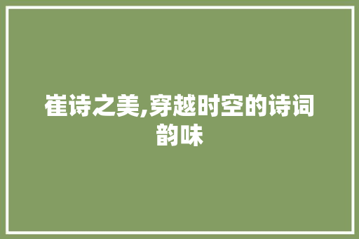崔诗之美,穿越时空的诗词韵味