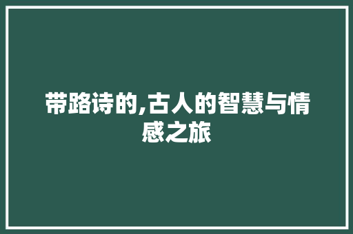 带路诗的,古人的智慧与情感之旅