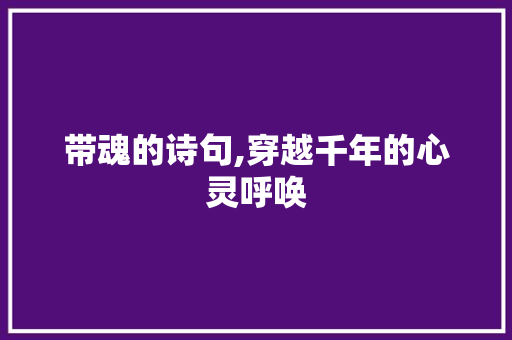 带魂的诗句,穿越千年的心灵呼唤