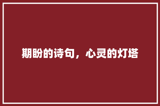 期盼的诗句，心灵的灯塔