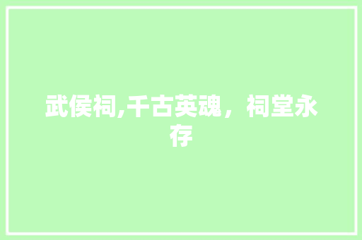 武侯祠,千古英魂，祠堂永存