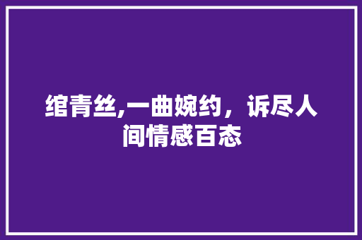 绾青丝,一曲婉约，诉尽人间情感百态