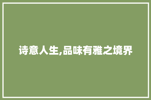 诗意人生,品味有雅之境界