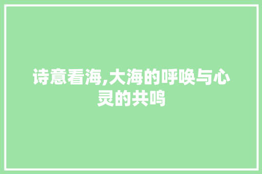 诗意看海,大海的呼唤与心灵的共鸣