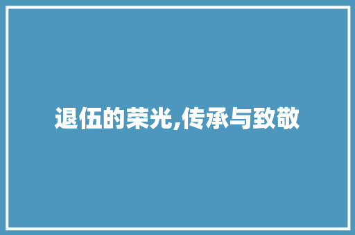 退伍的荣光,传承与致敬