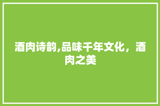 酒肉诗韵,品味千年文化，酒肉之美