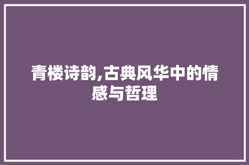 青楼诗韵,古典风华中的情感与哲理