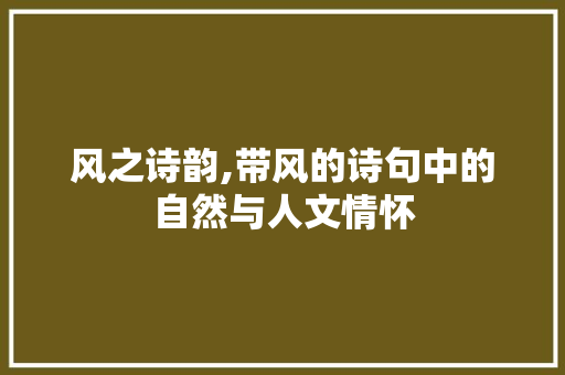 风之诗韵,带风的诗句中的自然与人文情怀
