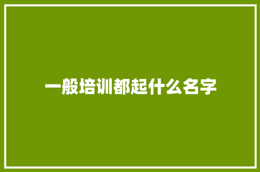一般培训都起什么名字