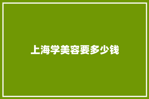 上海学美容要多少钱