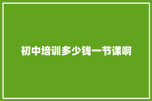 初中培训多少钱一节课啊