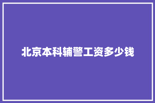 北京本科辅警工资多少钱