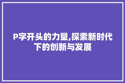 P字开头的力量,探索新时代下的创新与发展