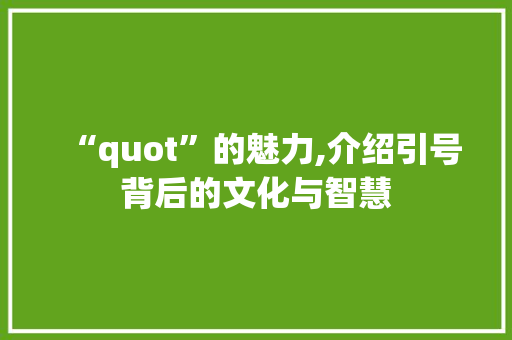 “quot”的魅力,介绍引号背后的文化与智慧