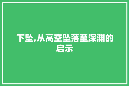 下坠,从高空坠落至深渊的启示
