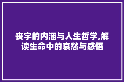 丧字的内涵与人生哲学,解读生命中的哀愁与感悟