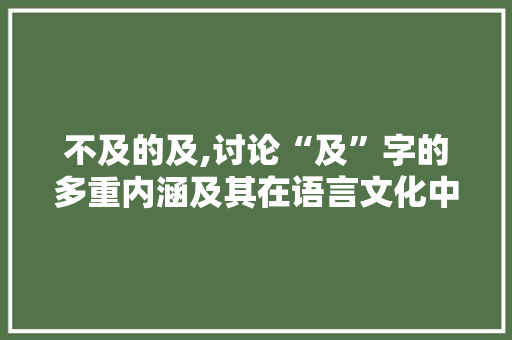 不及的及,讨论“及”字的多重内涵及其在语言文化中的重要性
