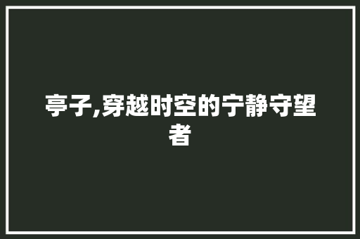 亭子,穿越时空的宁静守望者