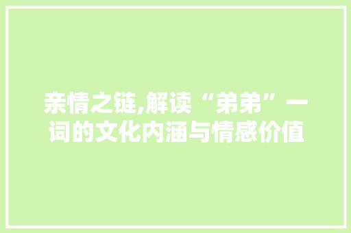 亲情之链,解读“弟弟”一词的文化内涵与情感价值