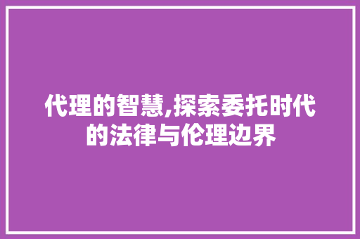 代理的智慧,探索委托时代的法律与伦理边界