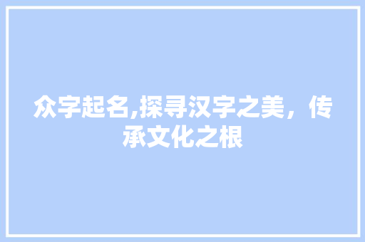 众字起名,探寻汉字之美，传承文化之根
