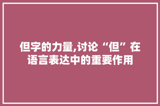 但字的力量,讨论“但”在语言表达中的重要作用