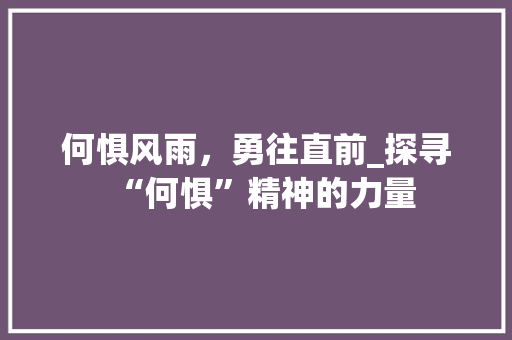 何惧风雨，勇往直前_探寻“何惧”精神的力量