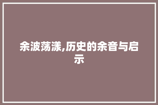 余波荡漾,历史的余音与启示