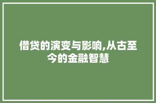 借贷的演变与影响,从古至今的金融智慧