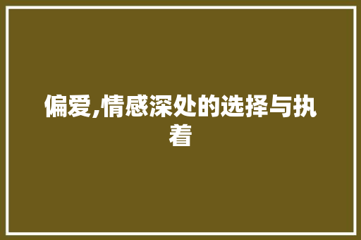 偏爱,情感深处的选择与执着