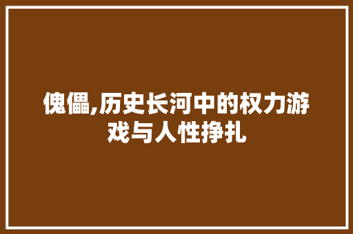傀儡,历史长河中的权力游戏与人性挣扎