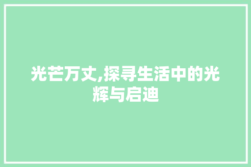 光芒万丈,探寻生活中的光辉与启迪