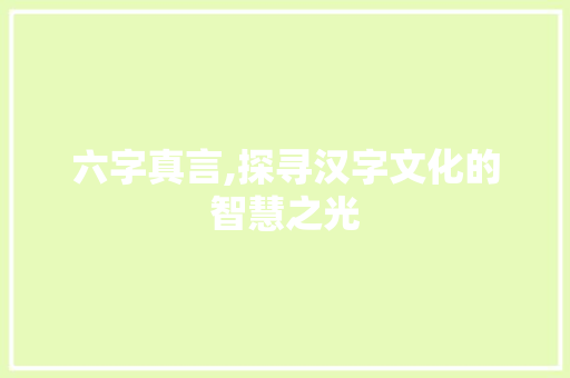 六字真言,探寻汉字文化的智慧之光