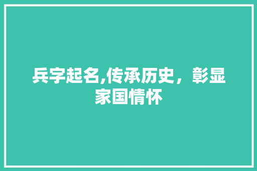 兵字起名,传承历史，彰显家国情怀