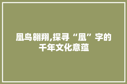 凰鸟翱翔,探寻“凰”字的千年文化意蕴