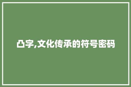 凸字,文化传承的符号密码